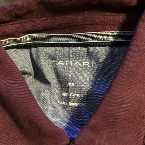 Tahari Men's Short Sleeve Premium Soft Interlock Polo Shirt, Dark Red Large - Picture 6 of 9